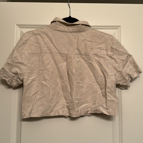 Beige linen crop top - Picture 2 of 5
